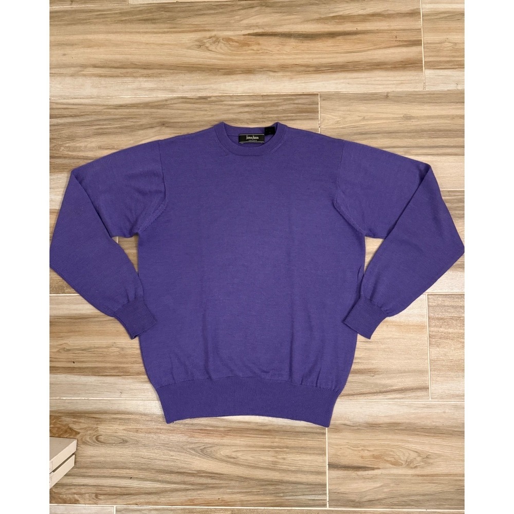 Neiman Marcus Exclusive Purple Merino Wool Silk Cashmere Crewneck Sweater Mens L